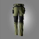 Arbeidsbukse med stretch og avtakbare hylsterlommer for dame, Khaki grønn - Snickers® 6217 thumbnail