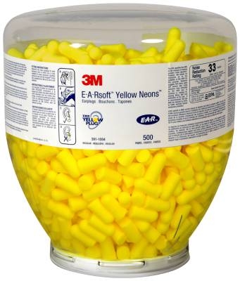 3M EAR SOFT GUL NEON ØREPLUGGER I REFILLBEHOLDER (1000STK)