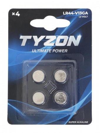 Knappcellebatteri LR44/AG13, 4pk - Tyzon®