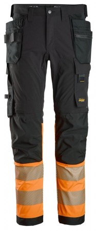 Arbeidsbukse med stretch og hylsterlommer, High-Vis Oransje kl. 1 - Snickers® 6231