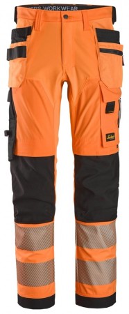 Arbeidsbukse med fireveisstretch & hylsterlommer, High-Vis Oransje kl. 2 - Snickers® 6232