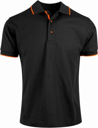 Poloskjorte Herre, Sort/Oransje, Benidorm 3460