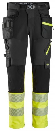 Softshellbukse med fireveisstretch, Sort/High-Vis Gul Kl.1 - Snickers® 6935