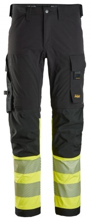 Arbeidsbukse med fireveisstretch, Sort/High-Vis Gul Kl.1 - Snickers® 6335 