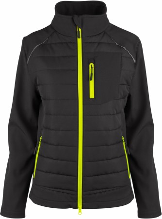 Softshelljakke Sydney Hybrid, Sort/Safety Gul (Dame) 