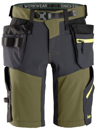 Full Stretch Softshellshorts, Khakigrønn - FlexiWork 6140