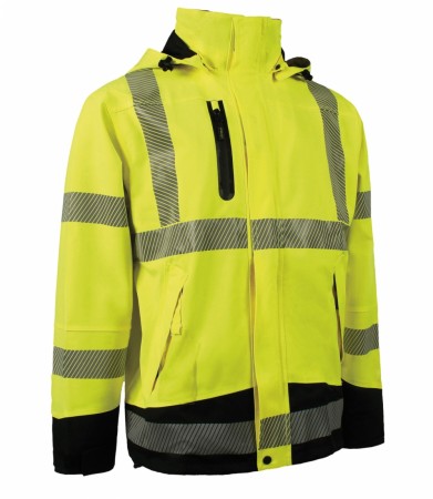 High-Vis Skalljakke med 4-veis stretch, Klasse 3, Gul - Lyngsøe Rainwear 4WS-5057 