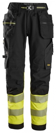 Håndverkerbukse Stretch, HiVis Sort/Gul Kl.1 - Snickers® 6934