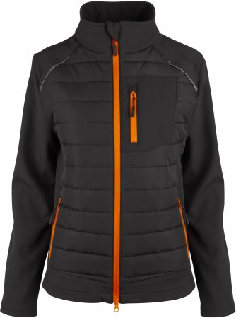 Softshelljakke Sydney Hybrid, Sort/Safety Oransje (Dame) 